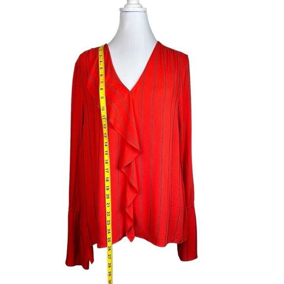 Derek Lam Top Womens Size 6 Oronge Stripe Ruffle Collar Designer Luxury Career - Picture 8 of 9